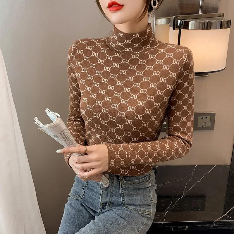 Pullovers Women Ladies New Autumn Winter Warm Knitted Stretchable Turtleneck Luxury Pull Sweater Letter X4765179 Pullovers Women Ladies New Autumn Winter Warm Knitted Stretchable Turtleneck Luxury Pull Sweater Letter X4765179