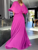 Women's V Neck Slim Waist Parties Dress    B281547 - TUZZUT Qatar Online Shopping