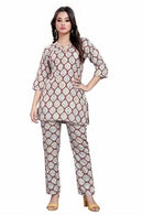 Women's Beautiful Delta Cotton Mix Fabric Printed Night suit Co-Ord Set - VKT600 - TUZZUT Qatar Online Shopping