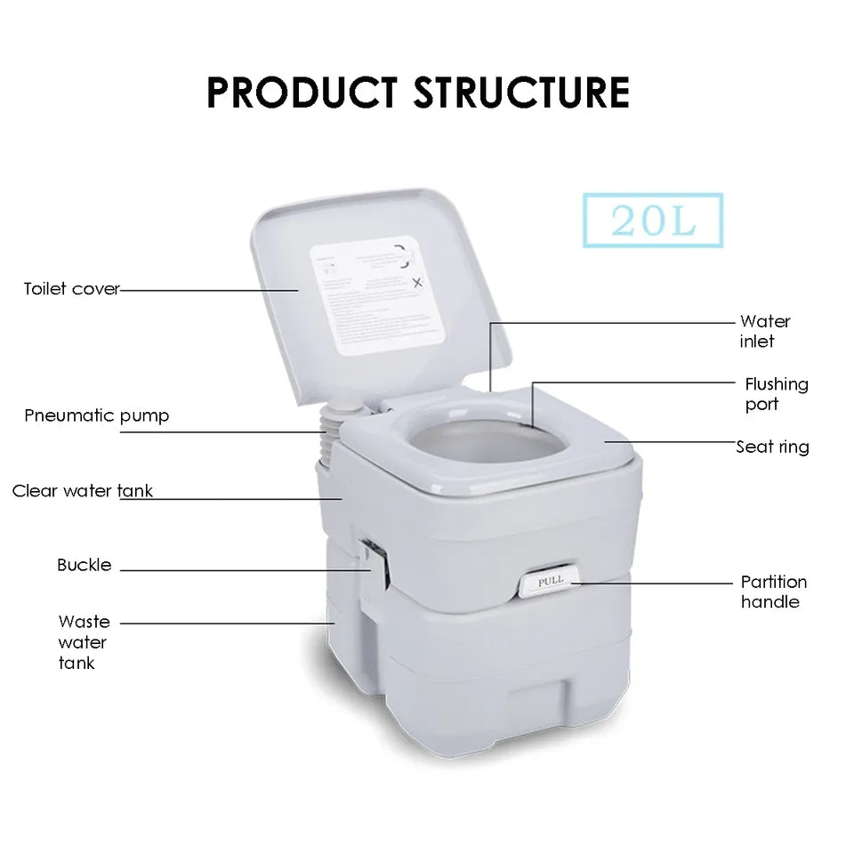 Portable Toilet with Water & Waste Storage Tank Portable Toilet with Water & Waste Storage Tank