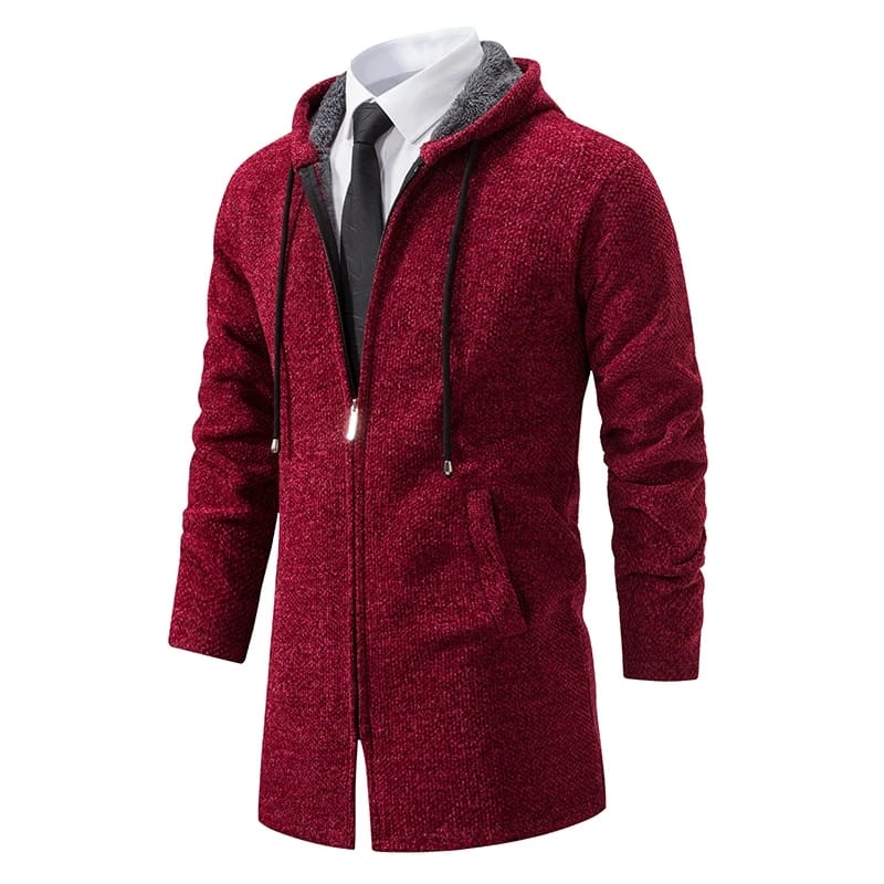 Winter Men's Sweater coat Knitted Hooded Cardigan Men Fleece Casaul Long Sweatercoat M B-394411 - Tuzzut.com Qatar Online Shopping