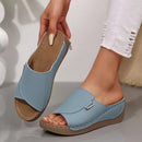 Thick-soled Wedge Sandals for Women Blue 186683 - TUZZUT Qatar Online Shopping