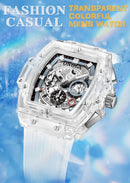 ONOLA Luxury Brand Square Dial Transparent Plastic Watch Men Women - Tuzzut.com Qatar Online Shopping