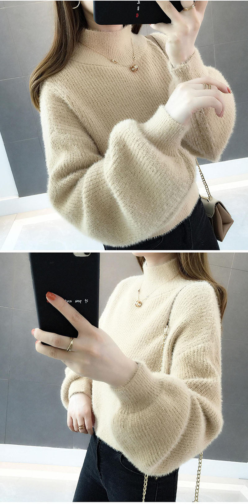 Women's Fashion Thick Mohair Sweaters Loose-fitting - WM0132 - Tuzzut.com Qatar Online Shopping