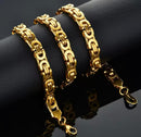 Gold Color Stainless Steel Chain And Bracelet for Men Women Punk Jewelry -X4368440 - TUZZUT Qatar Online Shopping