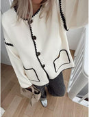 Women's Oversized Button Knit Sweater Coat   B382569 - TUZZUT Qatar Online Shopping