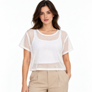Women’s White Mesh Short-Sleeve Top SDR4063 - M