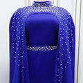 2 Pcs Women's Long Sleeve Solid Color Beads/Pearls/Rice Beads Modest Fashion Dress L 506994