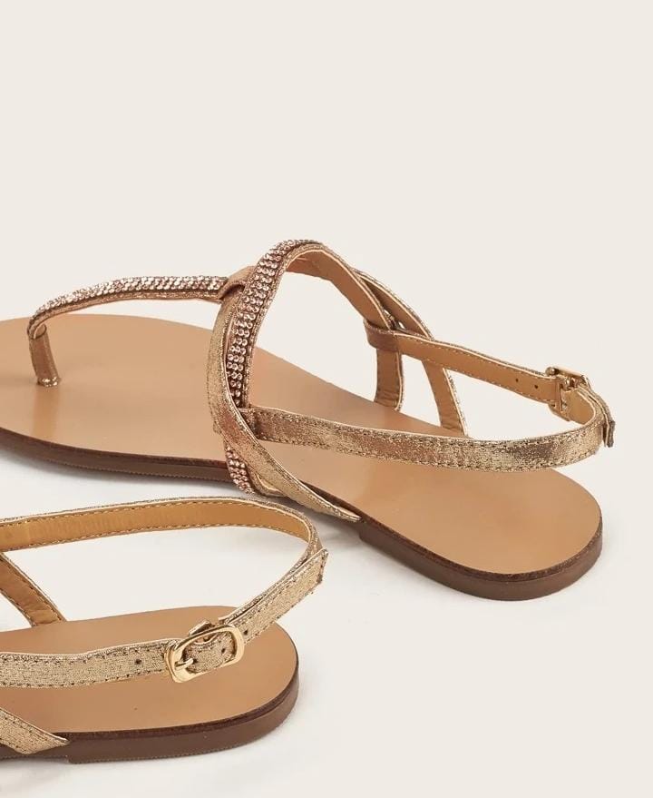 Toe Post Rhinestone Decor Slingback Sandals S9264410 Toe Post Rhinestone Decor Slingback Sandals S9264410