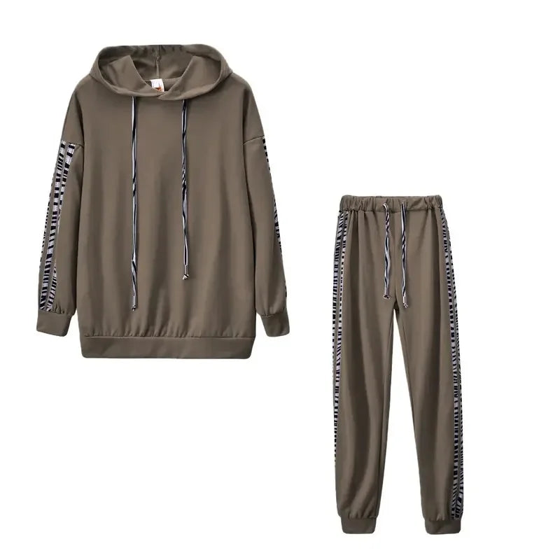 Women's Stripe Tracksuit Hoodie Outfit 2 Pcs Set -Q093 9626 Women's Stripe Tracksuit Hoodie Outfit 2 Pcs Set -Q093 9626