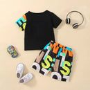 Letter Print Short Sleeve T-Shirt & Pants Set 1244967 - TUZZUT Qatar Online Shopping