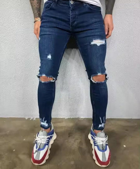 Women's Ripped Skinny Jeans Casual Comfortable Jeans Slim Fit Denim Pants   S2318469