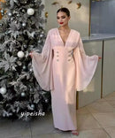 Customized Exquisite Elegant V-neck A-line Beading Draped Anke Length Skirts Charmeuse Evening Dresses   S2971456 - TUZZUT Qatar Online Shopping