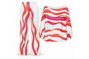 White Multicolour Wave-Print Blouse & Trouser Set MC-A2