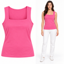 Size M - Women’s Hot Pink Square-Neck Sleeveless Tank Top 853400