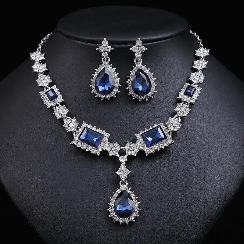 Oval Diamonds Choker Necklace Earrings Set for Women - Tuzzut.com Qatar Online Shopping
