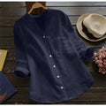 Summer Linen Shirt Women Long Sleeve Blouse 0010090 - TUZZUT Qatar Online Shopping