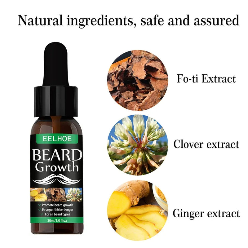Eelhoe 30ml Beard Growth Oil More Full Thicken Hair Beard Oil For Men Beard Grooming Nourishing Enhancer Beard Care - Tuzzut.com Qatar Online Shopping