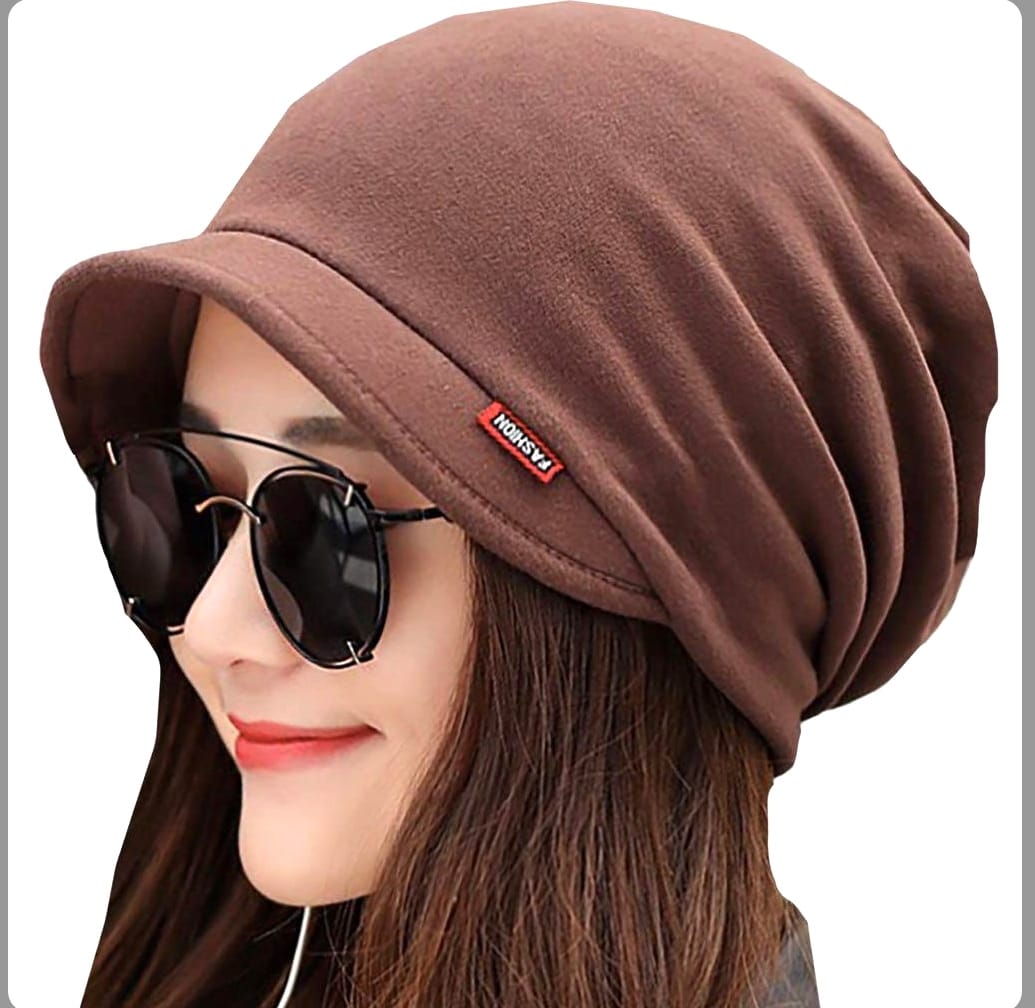 Women's knit hat, headband, neck warmer with brim, brown S4566459 Women's knit hat, headband, neck warmer with brim, brown S4566459