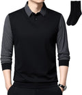 Men's Lapel Fake 2-Piece Long Sleeve Pullover Sweater S3038761