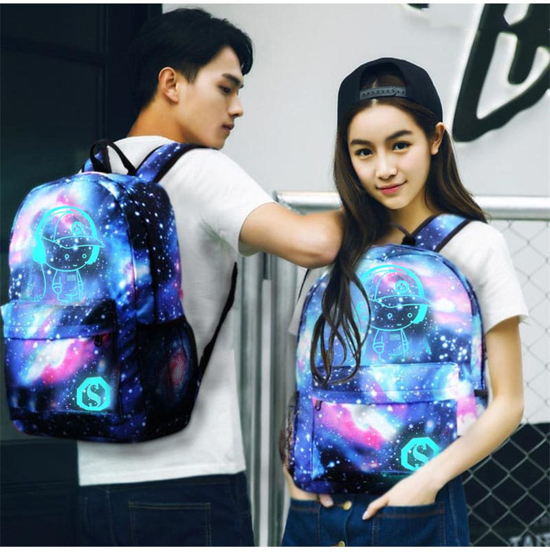 Luminous Anti Theft Canvas Rucksack Print Bag S4675022