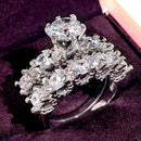 2pcs /set Luxury Crystal Zircon Wedding Rings For Women (Size