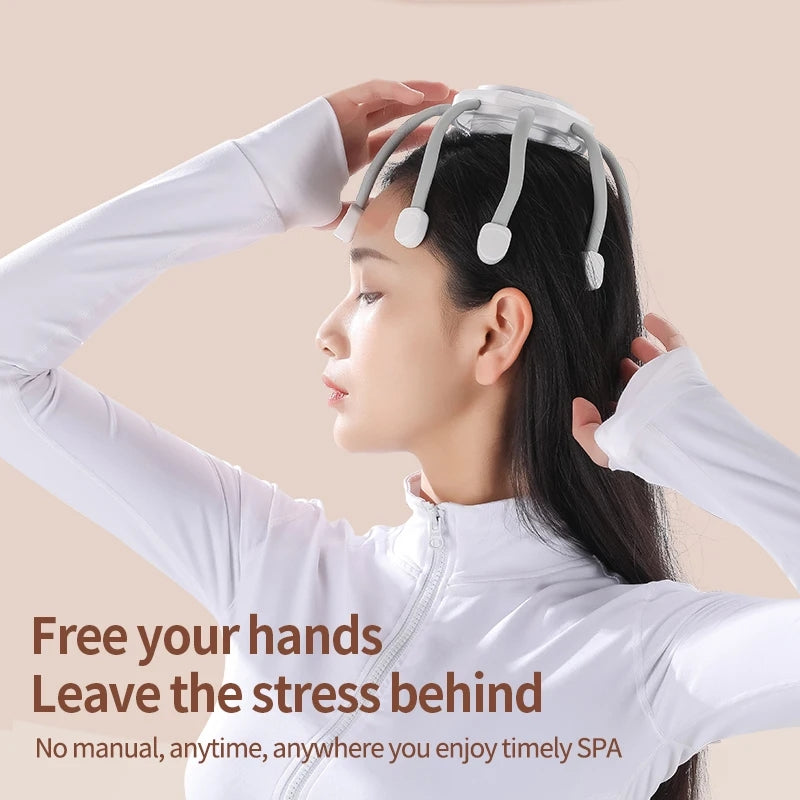 Electric Head Massager Vibration Head Scratcher Octopus Scalp Massage with 3 Modes for Stress Relax Migraine Relief Deep Sleep - LM080 - Tuzzut.com Qatar Online Shopping
