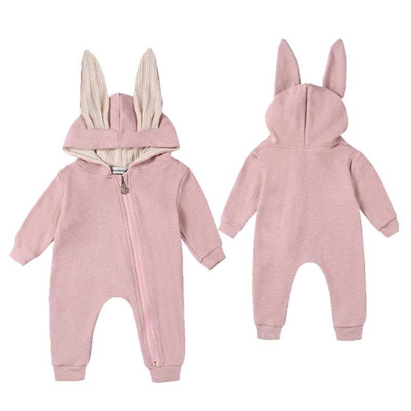 Baby Girl Clothes 2 Color Cute Plush Bear Baby Romper Comfortable Keep Warm Hooded Zipper Boys Romper 9-12M 20190129 - Tuzzut.com Qatar Online Shopping