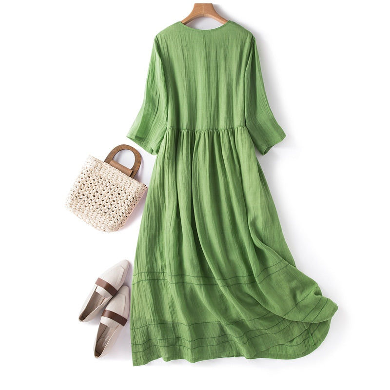 Women's Long Short Sleeve Tea Dresses XL 400973
