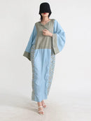 Casual Hit Color Dresses For Women V Neck Long Sleeve Loose Waist Oversize Summer Dress Female Fashion Clothing Style New 2XL X342569 - Tuzzut.com Qatar Online Shopping