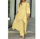 2 Piece Women Set African Clothes Women Outfits Cotton Linen Suit Long-Sleeved Top   Y256400 - TUZZUT Qatar Online Shopping