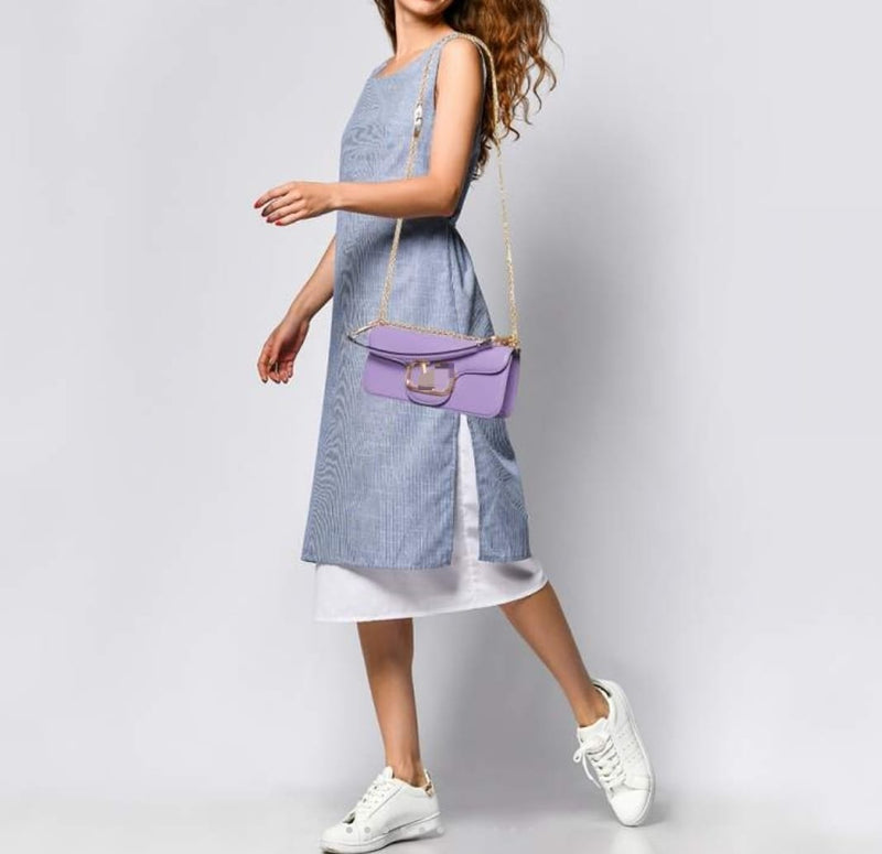 Luxury Purple Leather Loco Flap Shoulder Bag V2121 - TUZZUT Qatar Online Shopping