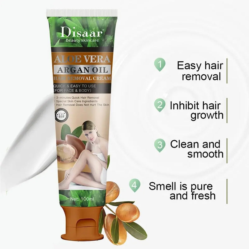 Disaar Aloe Argan Oil Hair Removal Cream Gentle Hair Removal Underarms Thighs Arms Hair Removal Depilation Cream100ML
