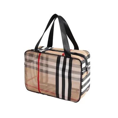 Trending products taobao hot sale stripe PVC waterproof wash gargle bathroom cosmetic travel bag Multi-functional Grid bag S1504543