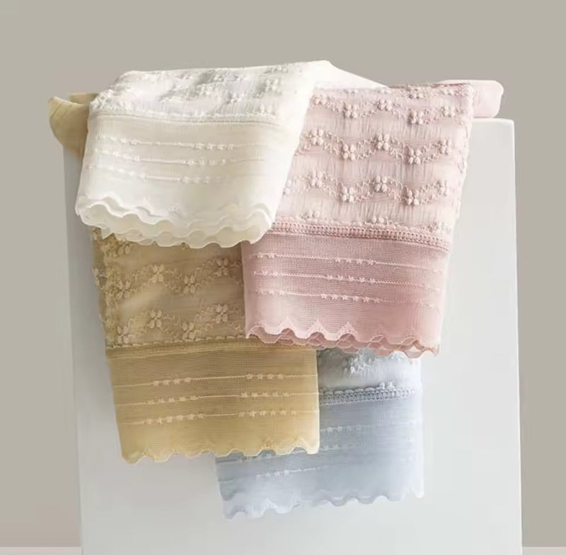Elastic Ultra-thin Lace Flower Briefs Transparent Mid Waist Lace Mesh Panties 135837 - TUZZUT Qatar Online Shopping