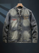 Men' Player Graphic Print Denim Jacket Pockets Casual 171454 - TUZZUT Qatar Online Shopping