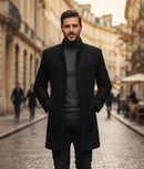 Men's Winter Mid-Long Trench Classic Solid Thickening Coat S4025989 - TUZZUT Qatar Online Shopping