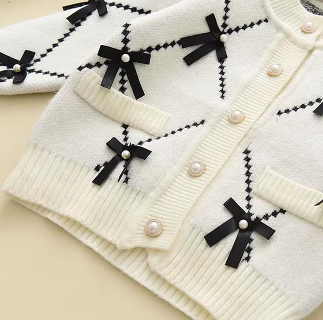 Girls Suit Diamond Bow Cardigan Pants Two-Piece Sets 202409 Girls Suit Diamond Bow Cardigan Pants Two-Piece Sets 202409