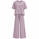 Women’s Short-Sleeve Top and Wide-Leg Trouser Set T-30