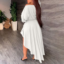 Women's Long Sleeve Off Shoulder Tops Two-Piece Dress   B89578 - TUZZUT Qatar Online Shopping