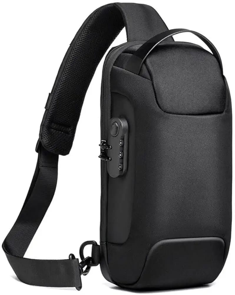 Mens Side Chest Bag  with USB,Tablet  Water Scratch Resistant Shoulder Bag with two Handle for Travel Daily Use  - S4370202