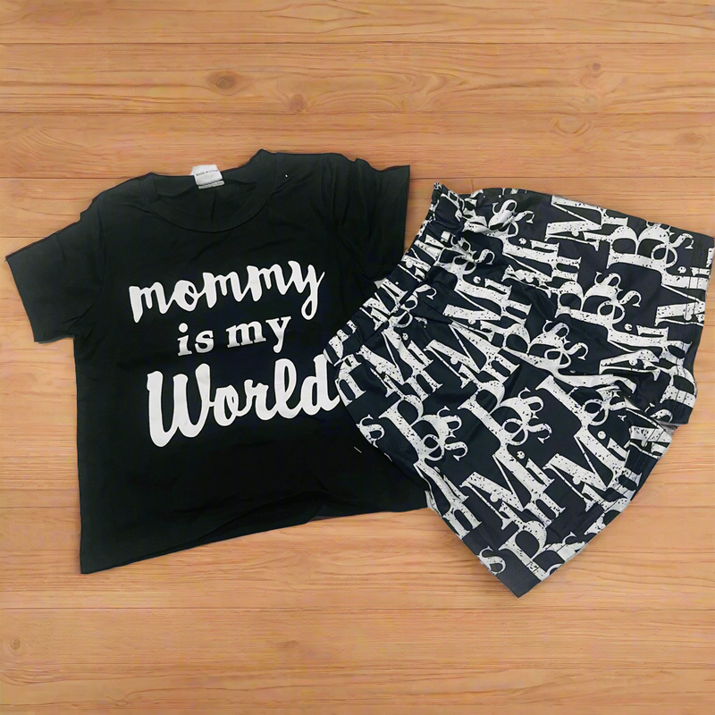 Kids Girls Boy Shorts Set Short Sleeve Letters Print T-shirt 1422145 - TUZZUT Qatar Online Shopping