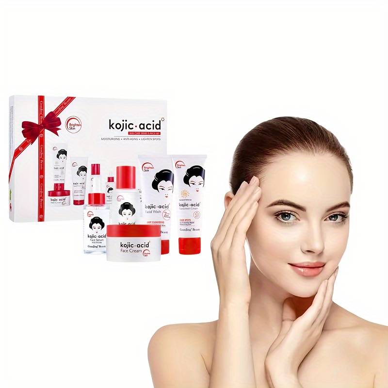 Kojic Acid Skin Care 5pcs Set, Contains Vitamin C And Ceramide, Moisturizing And Rejuvenating The Skin, Making The Skin Smooth And Delicate