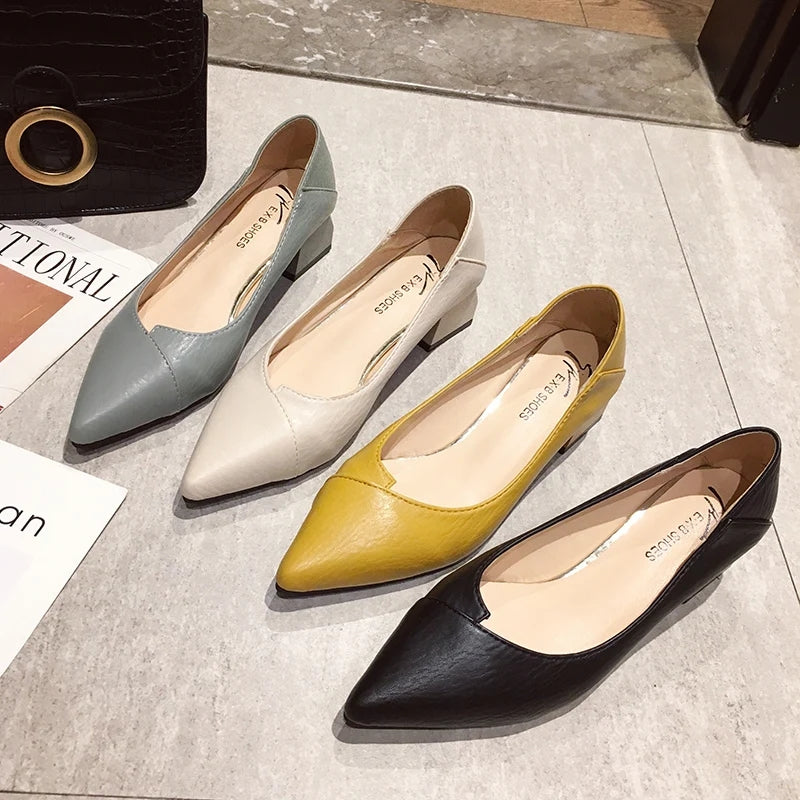 Women's Fashion Pumps Medium Heels Shoes - 188 - Tuzzut.com Qatar Online Shopping