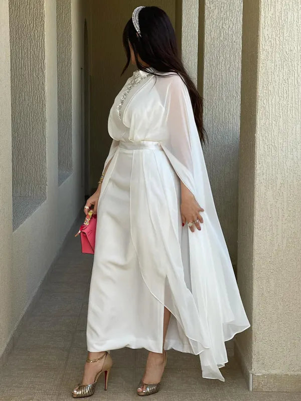 Ladies Elegant Applique Cape Sleeve Cutout Party Festive Dress L 070727663 - TUZZUT Qatar Online Shopping