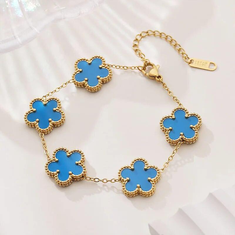 Five-leaf Clover Bracelet Blue BR796 - TUZZUT Qatar Online Shopping