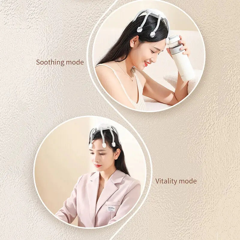 Electric Head Massager Vibration Head Scratcher Octopus Scalp Massage with 3 Modes for Stress Relax Migraine Relief Deep Sleep - LM080 Electric Head Massager Vibration Head Scratcher Octopus Scalp Massage with 3 Modes for Stress Relax Migraine Relief Deep Sleep - LM080