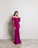 Evening Dress Long Sleeves Velvet Feather Mermaid Women's Prom Dresses S5087140 - TUZZUT Qatar Online Shopping