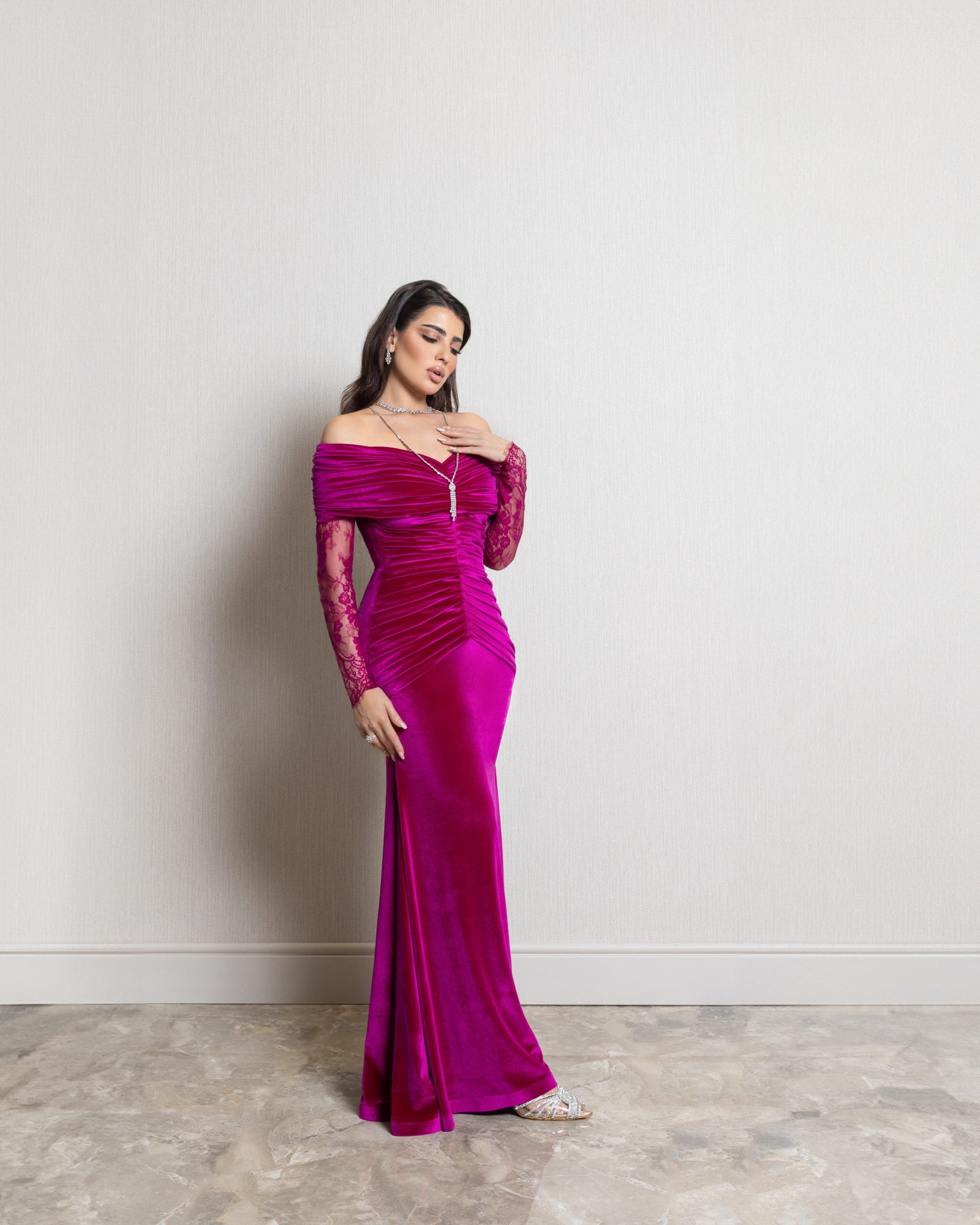 Evening Dress Long Sleeves Velvet Feather Mermaid Women's Prom Dresses S5087140 Evening Dress Long Sleeves Velvet Feather Mermaid Women's Prom Dresses S5087140