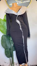 Long Sleeve Black Open Abaya Maxi Dress Muslim 07071187 - TUZZUT Qatar Online Shopping